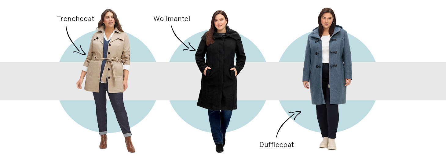 Mantel-Guide kurvige Frauen Trench Wolle Duffle