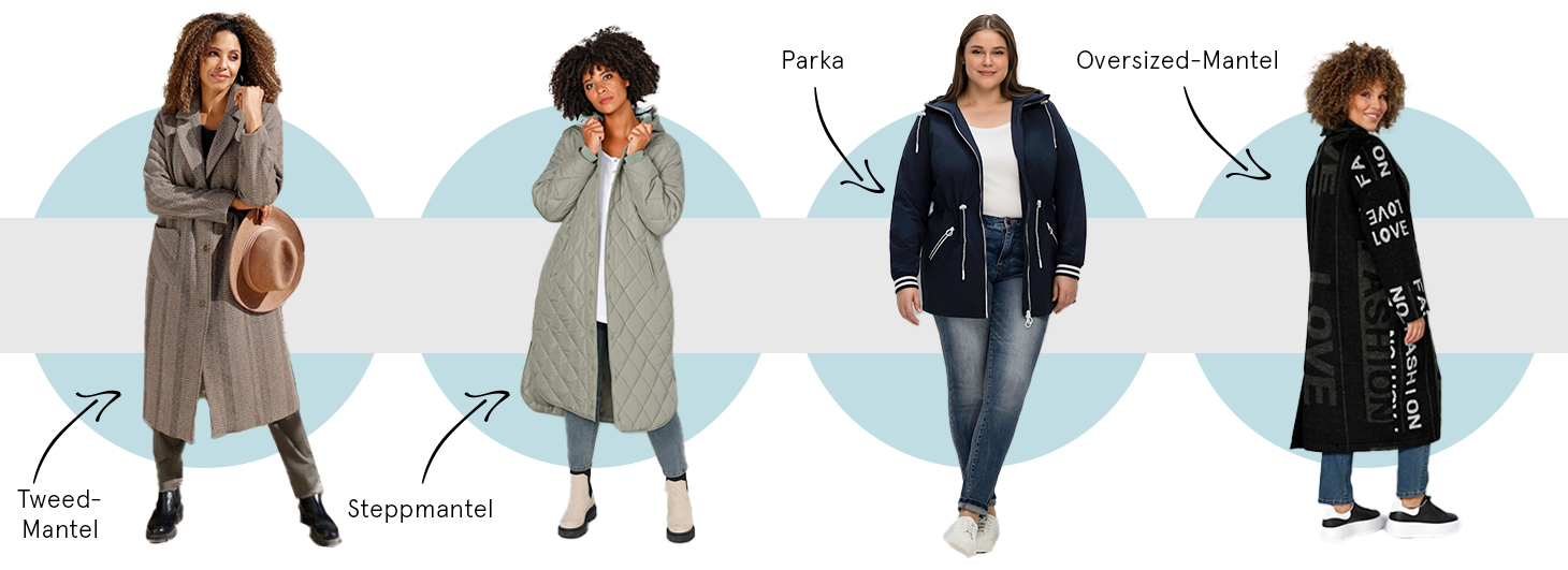 Mantel-Guide kurvige Frauen Tweed Stepp Parka Oversized
