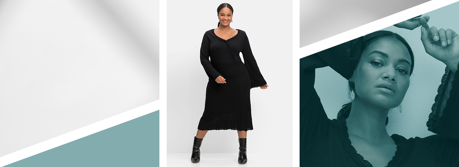 Winter-Outfit Plus-Size Wollkleid