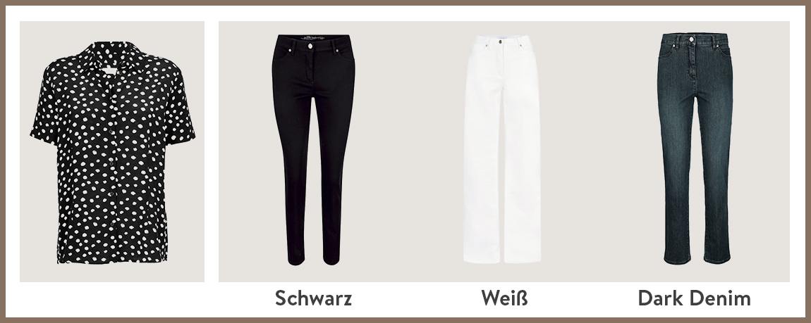 Ratgeber-Schwarz-Weiß-Mode zur Bluse unterschiedliche Mode-Varianten