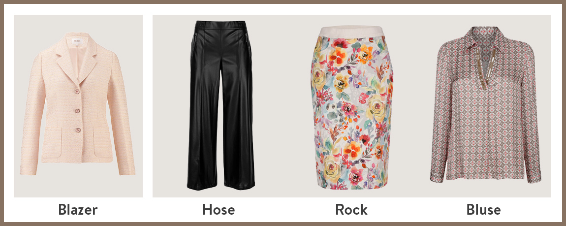 MONA Ratgeber New Tailoring Basics Beispiele Blazer Hose Rock Bluse